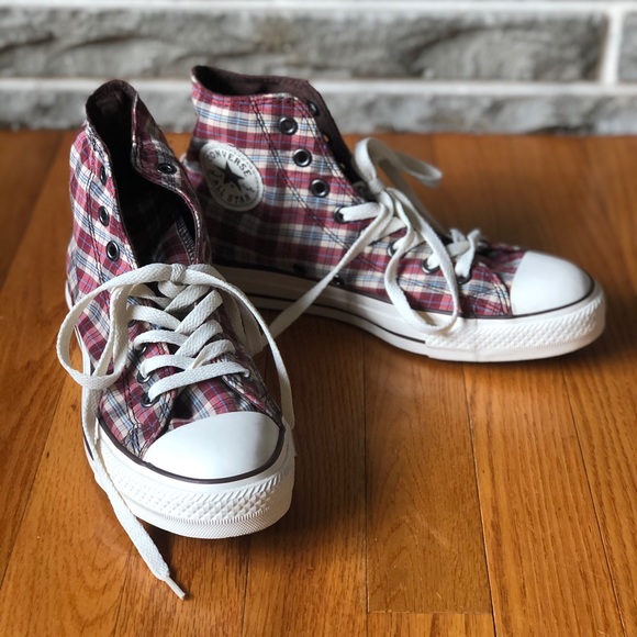 red plaid converse high tops